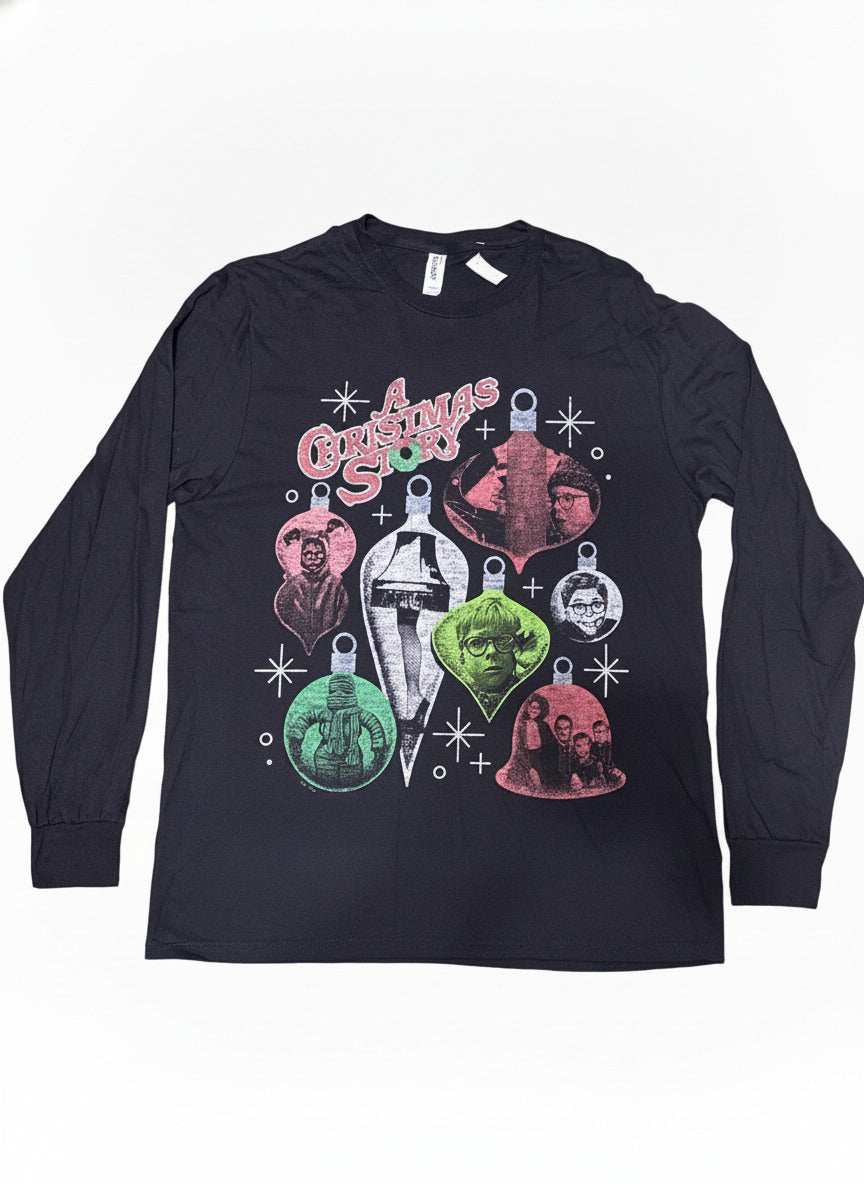 Jerzees Classics A Christmas Story Black Long Sleeve T-Shirt Large