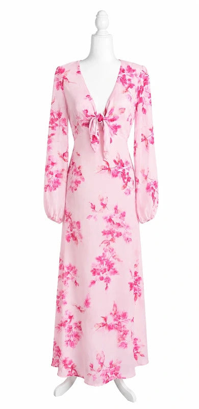 Bebe Pink Floral Maxi Dress Size L NWT