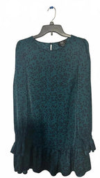 AX Armani Exchange Women’s Green Print Long Sleeve Ruffle Hem Dress US 8 UK 12