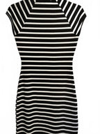 Black and White Striped Square Neck Mini Dress