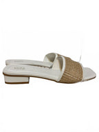 croft & barrow White Raffia-Trim Slide Mules