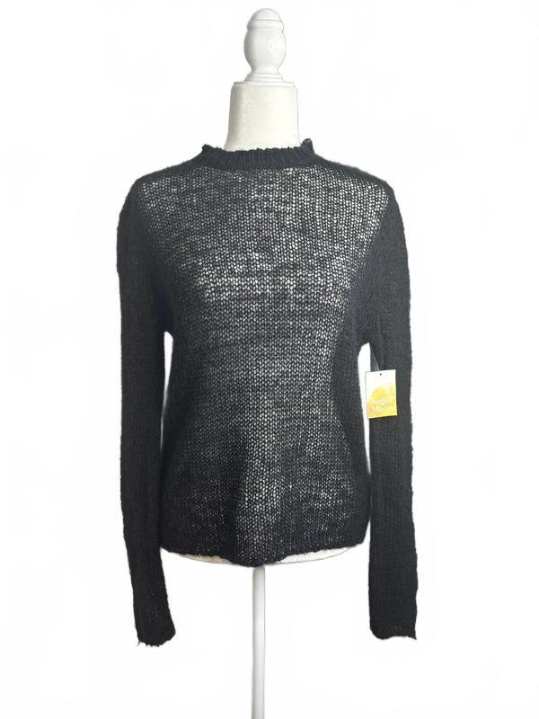 Sugar Moon Black Open Knit Sweater Size S