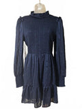 Lulus Navy Blue Smocked Swiss Dot Mini Dress Size M