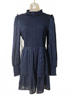 Lulus Navy Blue Smocked Swiss Dot Mini Dress Size M