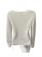 Jolie & Joy Women’s Ivory Eyelash Knit Sweater Size Medium Soft Cozy Pullover