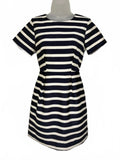 H&M Black and White Striped Short Sleeve Mini Dress