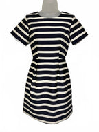 H&M Black and White Striped Short Sleeve Mini Dress