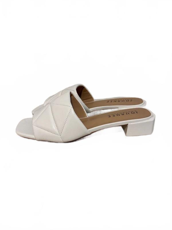 Journee Collection Elidia White Block Heel Slide Sandals Size 9.5