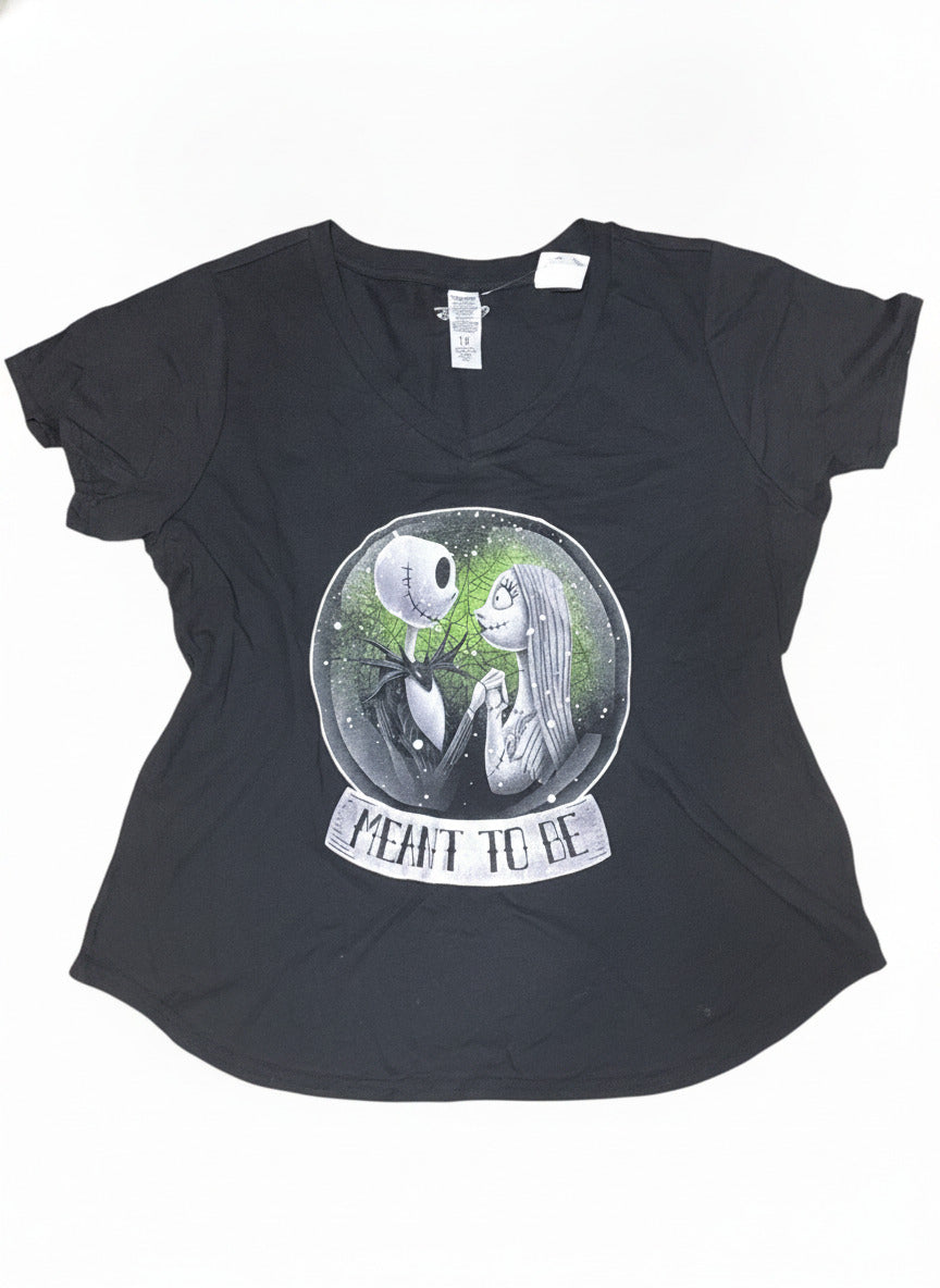 Disney The Nightmare Before Christmas 'Meant to Be' Jack and Sally Black V-Neck