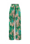 Micas Marble Print High Waisted Full-length Straight Leg Pants
