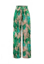 Micas Marble Print High Waisted Full-length Straight Leg Pants