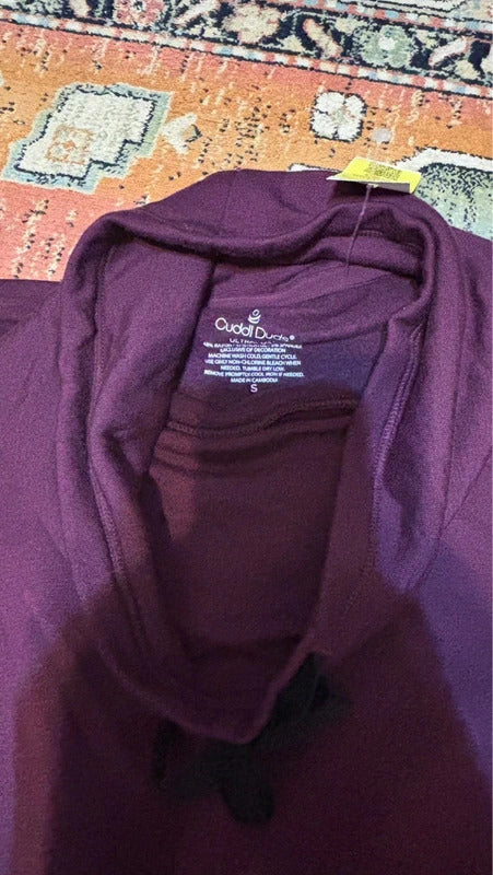 Cuddl Duds Soft Cowl Neck Pullover Top – Women’s Small – Purple