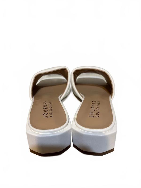 Journee Collection Elidia White Block Heel Slide Sandals Size 9.5