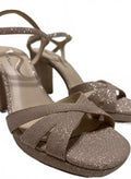 Nina Sparkly Nude Block Heel Sandals