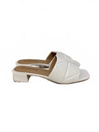 Journee Collection Elidia White Block Heel Slide Sandals Size 9.5