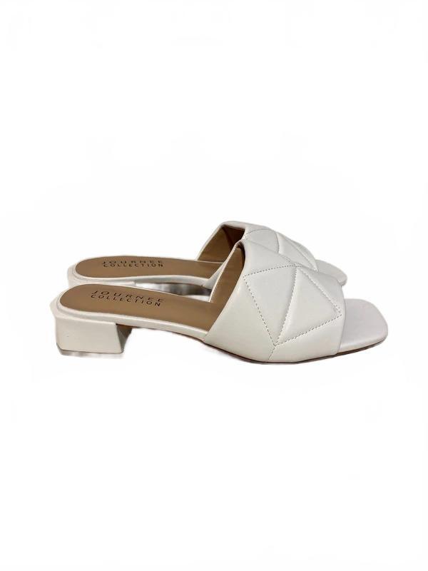 Journee Collection Elidia White Block Heel Slide Sandals Size 9.5