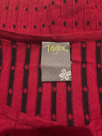 Taylor Burgundy Fit & Flare Sweater Dress Size Large L Knit Short Sleeve
