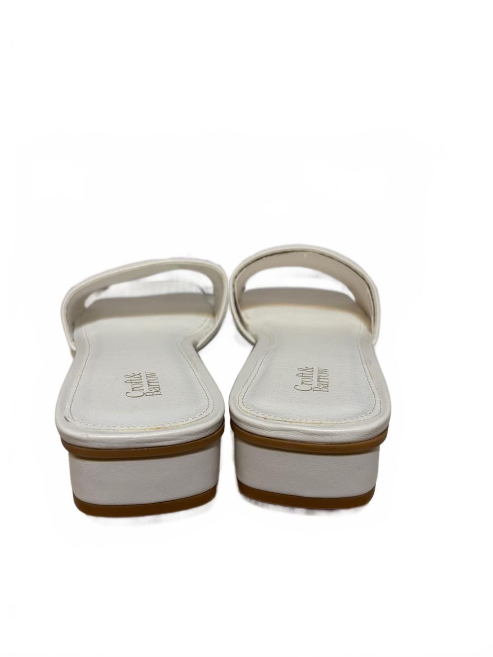croft & barrow White Raffia-Trim Slide Mules