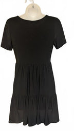 Nicole Miller New York Women’s Black Tiered Mini Dress Size XS Short Sleeve