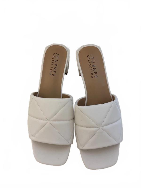 Journee Collection Elidia White Block Heel Slide Sandals Size 9.5