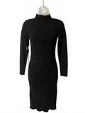 Love Always by FCT Black Sweater Dress Ruched Mock Neck Knit Midi Size Small