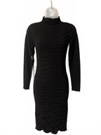 Love Always by FCT Black Sweater Dress Ruched Mock Neck Knit Midi Size Small