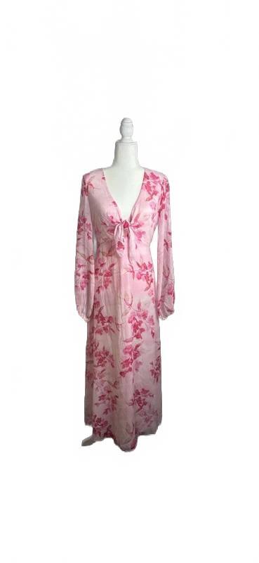 Bebe Pink Floral Maxi Dress Size L NWT