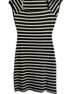 Black and White Striped Square Neck Mini Dress