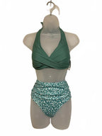 Cupshe Green Floral High Waist Bikini Set NWT Size S
