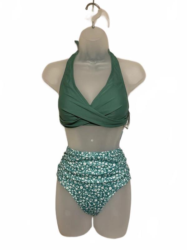 Cupshe Green Floral High Waist Bikini Set NWT Size S