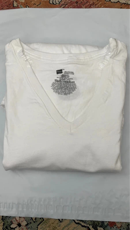 Hanes White V-Neck T-Shirts 2-Pack 2XL