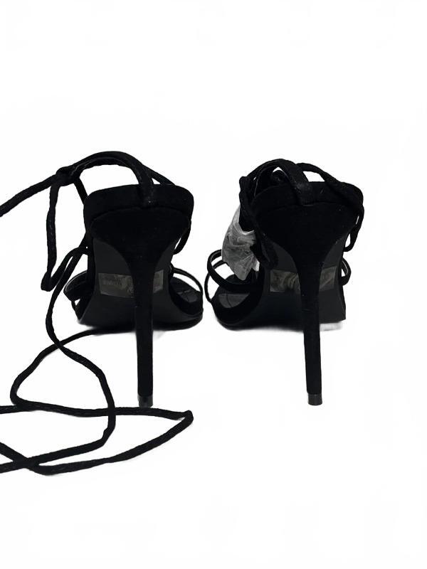Lulu’s Simonee Black Strappy High Heel Sandals Size 8.5 New in Box
