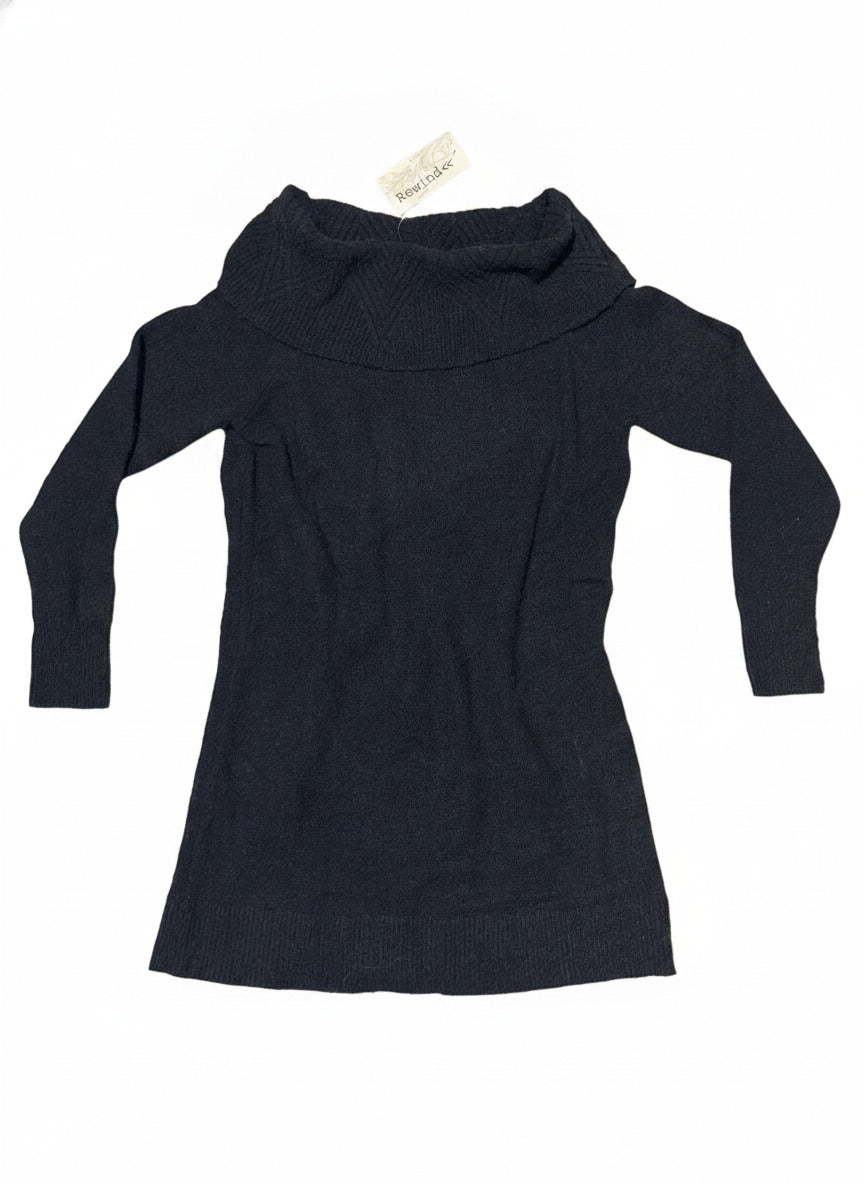 Rewind Black Long Sleeve Sweater with Cowl Neck Size M