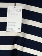 H&M Black and White Striped Short Sleeve Mini Dress
