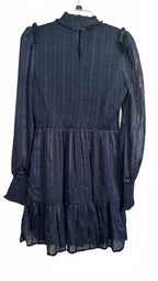 Lulus Navy Blue Smocked Swiss Dot Mini Dress Size M