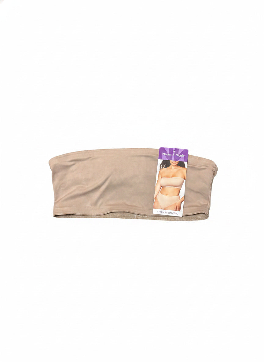 Naomi & Nicole Beige Strapless Bandeau Bra Size M