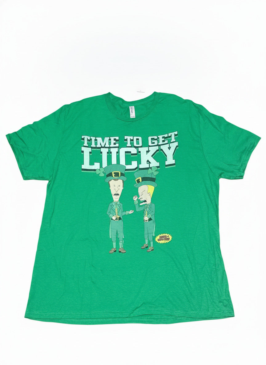 Jerzees Classic Green 'Time to Get Lucky' Graphic T-Shirt 2XL