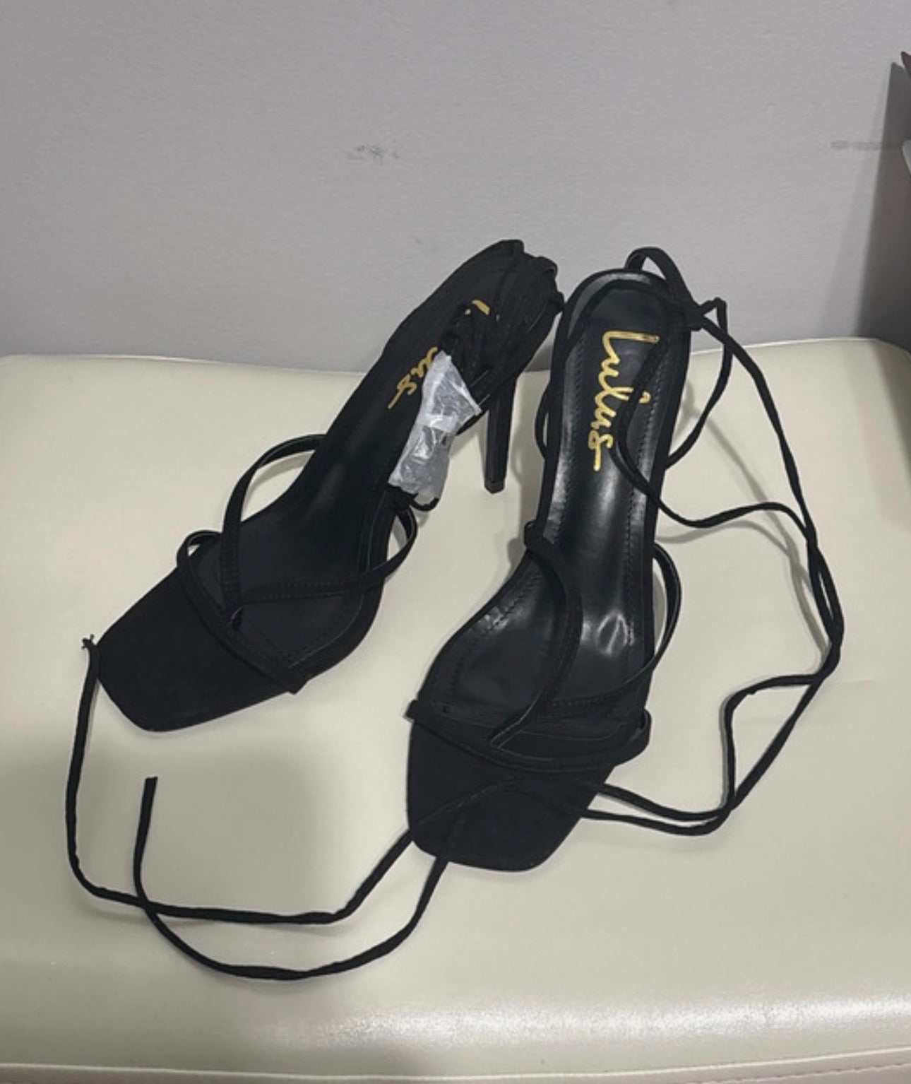Lulu’s Simonee Black Strappy High Heel Sandals Size 8.5 New in Box