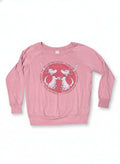 Pink Long Sleeve Sweatshirt with Cartoon Graphic