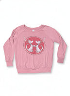 Pink Long Sleeve Sweatshirt with Cartoon Graphic