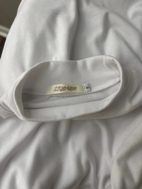 White Mock Neck Top Size S