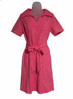 Nina Leonard Pink Short Sleeve Belted Dress Size M