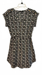 New Glory Women’s Black White Geometric Print Zip Front Dress Size Small