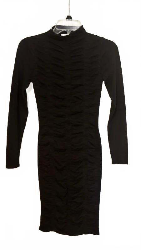 Love Always by FCT Black Sweater Dress Ruched Mock Neck Knit Midi Size Small