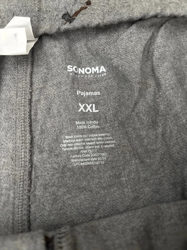 Sonoma Men’s Pajama Pants XXL Gray 100% Cotton