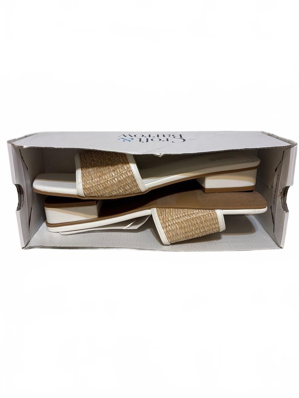 croft & barrow White Raffia-Trim Slide Mules