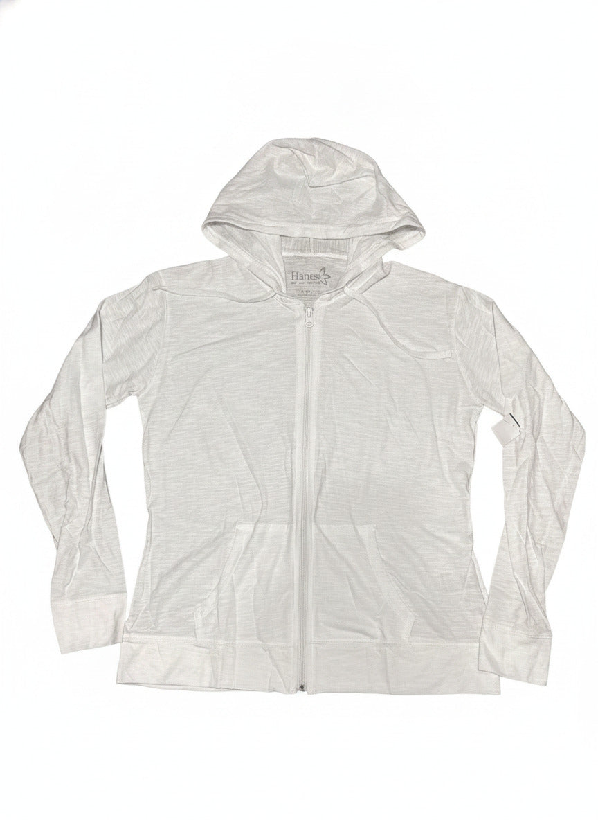Hanes Women's White Lightweight Full-Zip Hoodie Size S