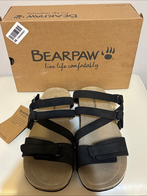 BearPaw Women's Black Multi-Strap Comfort Sandals