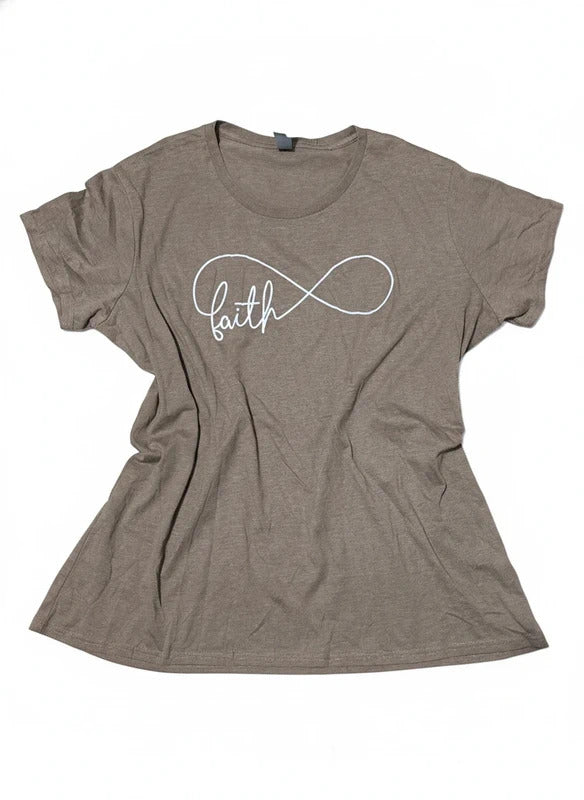 Instant Message Ladies 2XL Brown Faith Graphic T-Shirt