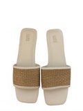 croft & barrow White Raffia-Trim Slide Mules